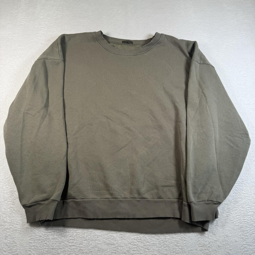 Nuuds Sweatshirt Womens Large Green Fleece Pullover Crewneck Long Sleeve Soft